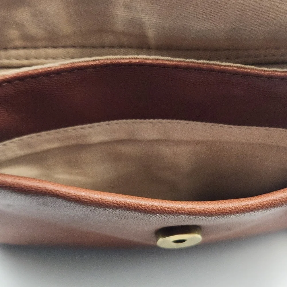 Lucky Brand Leather Crossbody Bag Brown Tan Adjustable Strap Made‎ in India